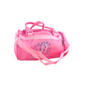 Ballet dance bag with special ballet design details angled with pink handles and side pocket with zipper. The bag also has a detachable and adjustable strap