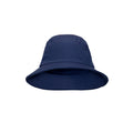 Harlequin navy bucket hat displaying a soft cotton with a wide downwards sloping brim 