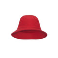 Harlequin red bucket hat displaying a soft cotton with a wide downwards sloping brim 