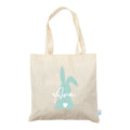Harlequin Calico bag in natural colour, front view with Bunny design