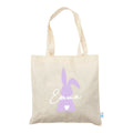 Harlequin Calico bag in natural colour, front view with Bunny design