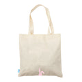 Harlequin Calico bag in natural colour, back view with pink Bunny design - back view