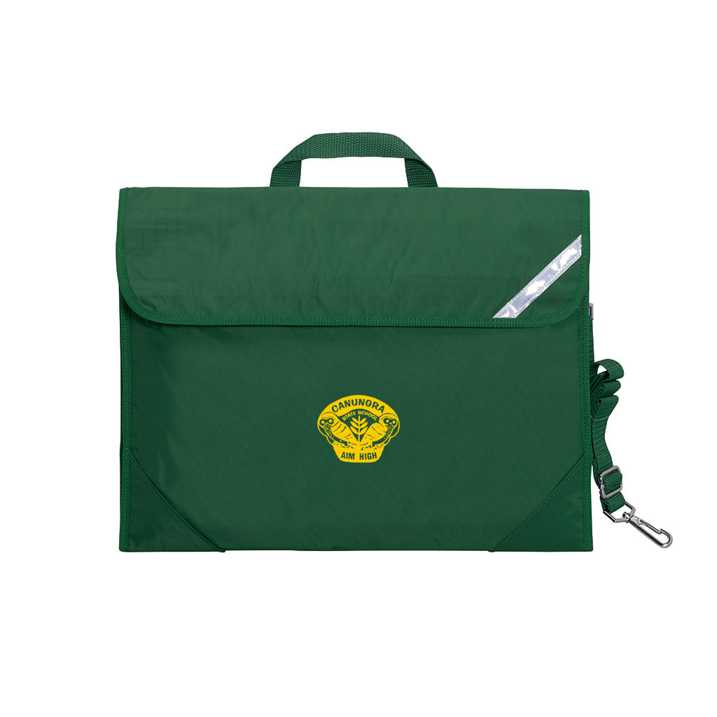 Safety Library Bag front view in navy showing the shoulder strap and reflective strip