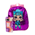 Disco Doll Sequins Mini Backpack purple - Front view with phone