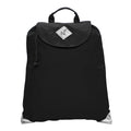 Harlequin black eco excursion dance bag front angle view displaying handle, velcro fastening with drawstring toggle and reflective safety corners 