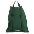 Harlequin green eco excursion bag back angle view displaying handle, adjustable shoulder straps and name bar 