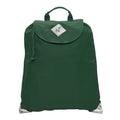 Harlequin green eco excursion dance bag front angle view displaying handle, velcro fastening with drawstring toggle and reflective safety corners 