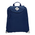 Harlequin navy eco excursion dance bag front angle view displaying handle, velcro fastening with drawstring toggle and reflective safety corners 