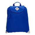 Harlequin royal eco excursion dance bag front angle view displaying handle, velcro fastening with drawstring toggle and reflective safety corners 