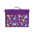 Harlequin Eco Library bag in Purple with Jurassic design from the Harlequin Creatix Signature Series. Front view displaying carry handle, velcro flap opening, and PET recycled water repellent fabric.