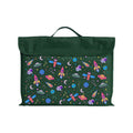 Harlequin Eco Library bag in Green with Galaxy Girl design from the Harlequin Creatix Signature Series. Front view displaying carry handle, velcro flap opening, and PET recycled water repellent fabric.