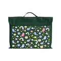Harlequin Eco Library bag in Green with Kittycorn design from the Harlequin Creatix Signature Series. Front view displaying carry handle, velcro flap opening, and PET recycled water repellent fabric.
