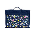 Harlequin Eco Library bag in Navy with Kittycorn design from the Harlequin Creatix Signature Series. Front view displaying carry handle, velcro flap opening, and PET recycled water repellent fabric.