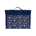 Harlequin Eco Library bag in Navy with Pixel Chick design from the Harlequin Creatix Signature Series. Front view displaying carry handle, velcro flap opening, and PET recycled water repellent fabric.