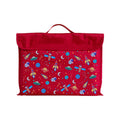 Harlequin Red Eco Library bag with Galaxy Boy design from the Harlequin Creatix Signature Series. Front view displaying carry handle, velcro flap opening, and PET recycled water repellent fabric.