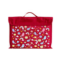 Harlequin Eco Library bag in Red with Kittycorn design from the Harlequin Creatix Signature Series. Front view displaying carry handle, velcro flap opening, and PET recycled water repellent fabric.