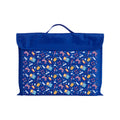Harlequin Eco Library bag in Royal Blue with Pixel Chick design from the Harlequin Creatix Signature Series. Front view displaying carry handle, velcro flap opening, and PET recycled water repellent fabric.