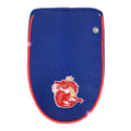 Personalised dragon design on royal blue detachable flap lined with LED lighting