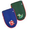 Personalised designs on royal blue and bottle green detachable flap lined with LED lighting