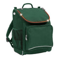 Harlequin VIVID Mighty in Green front side angle displaying carry handle, padded shoulder straps, top zipper compartment with flashing LED, front zipper pocket, headphone port and mesh water bottle holder