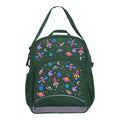 Harlequin Kindy Tuff-Pack in Green. Front view showing a small front pocket with the Galaxy Girl design from the Harlequin Creatix signature series.