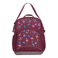 Harlequin Kindy Tuff-Pack in Maroon. Front view showing a small front pocket with the Galaxy Girl design from the Harlequin Creatix signature series.