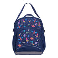 Harlequin Kindy Tuff-Pack in Navy. Front view showing a small front pocket with the Galaxy Girl design from the Harlequin Creatix signature series.
