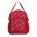 Harlequin Kindy Tuff-Pack in Red. Front view showing a small front pocket with the Galaxy Girl design from the Harlequin Creatix signature series.