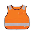 Harlequin Hi-Viz orange safety bib displaying reflective stripes and patches 