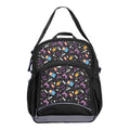 Harlequin Kindy Tuff-Pack in Black. Front view showing a small front pocket with the Pixel Chick design from the Harlequin Creatix signature series.