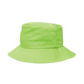 Harlequin lime green kindy bucket hat displaying a soft cotton with a wide downwards sloping brim 