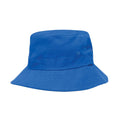Harlequin royal kindy bucket hat displaying a soft cotton with a wide downwards sloping brim 
