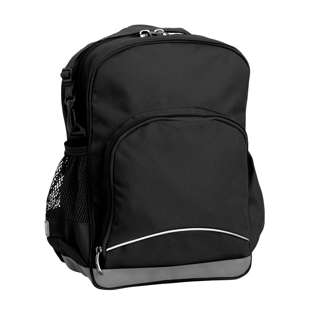 Black Kindy Tuff-Pack front angle view showing a small front pocket