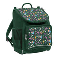 Harlequin Mighty Tuff-Pack Junior Backpack in Green with the Pixel Chick design from the Harlequin Creatix signature series. Front side angle displaying carry handle, padded shoulder straps, top zipper compartment, front zipper pocket and mesh water bottle holder.