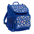 Harlequin Mighty Tuff-Pack Backpack in Royal Blue featuring Kittycorn design from the Harlequin Creatix signature series. Front side angle displaying carry handle, padded shoulder straps, top zipper compartment, front zipper pocket and mesh water bottle holder.