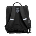 Harlequin Mighty backpack in black back angle displaying carry handle, padded shoulder straps, padded back support and mesh water bottle holder