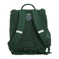 Harlequin Mighty backpack in green back angle displaying carry handle, padded shoulder straps, padded back support and mesh water bottle holder