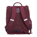 Harlequin Mighty backpack in maroon back angle displaying carry handle, padded shoulder straps, padded back support and mesh water bottle holder