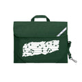 Harlequin Quartet Melody Music bag in Green displaying carry handle, velcro opening, shoulder strap, reflector safety strip, reinforced corners, pre-printed with a Melody motif