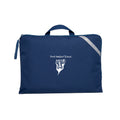  Navy Q Book Bag, with single zip opening, handle and reflective strips and Perth Waldorf School logo