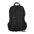 Back view Quantum Backpack in black with laptop pocket , reflective stripes and side pockets