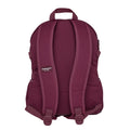 Maroon Harlequin Quantum Bag back view with two compartments with zip closure and padded back with adjustable shoulder straps
