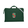  Bottle Green Q Book Bag, with single zip opening, handle and reflective strips and Russell Island State School logo