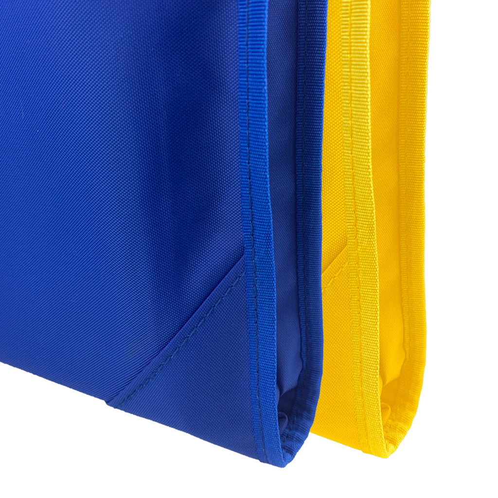 close up of fabric and gusset of safety library bag