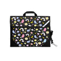 Harlequin Safety Library bag in Black displaying carry handle, velcro opening, shoulder strap, reflector safety strip and reinforced corners
