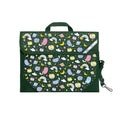 Harlequin Safety Library bag in Bottle Green displaying carry handle, velcro opening, shoulder strap, reflector safety strip and reinforced corners