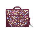 Harlequin Safety Library bag in Maroon displaying carry handle, velcro opening, shoulder strap, reflector safety strip and reinforced corners
