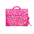 Harlequin Safety Library bag in Hot pink displaying carry handle, velcro opening, shoulder strap, reflector safety strip and reinforced corners
