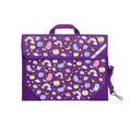 Harlequin Safety Library bag in Purple displaying carry handle, velcro opening, shoulder strap, reflector safety strip and reinforced corners