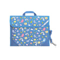 Harlequin Safety Library bag in Sky blue displaying carry handle, velcro opening, shoulder strap, reflector safety strip and reinforced corners
